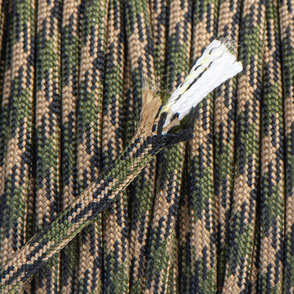 CUERDA PARACORD 7 NÚCLEOS 50 PIES | 15 MTS VERDE MILITAR CAMUFLADO