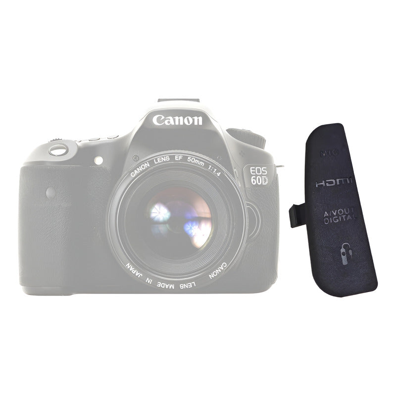 CUBIERTA TAPA COBERTOR GOMA CAUCHO CONEXIONES CANON 60D NEGRO