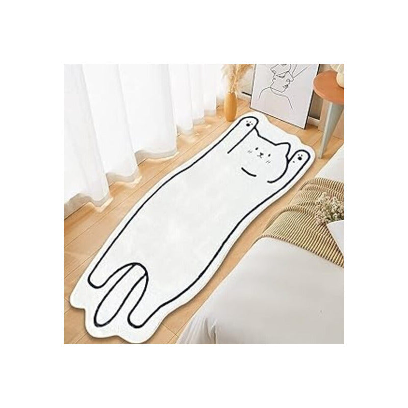 TAPETE GATO KAWAII DUCHA BAÑO NIÑOS HOGAR ALCOBA 60X40 NEGRO MODERNO