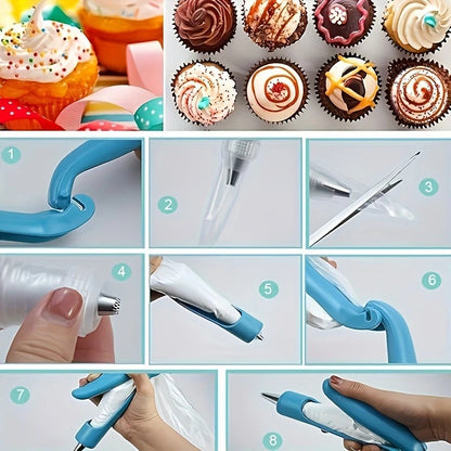 KIT DECORACIÓN CUPCAKES PASTELERÍA GLASEADO AZUL CLARO