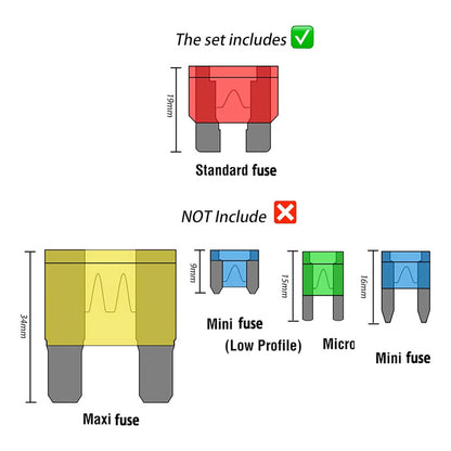 JUEGO 11 FUSIBLES STANDAR CARRO ATO/ATC DE 2A - 40A SET KIT