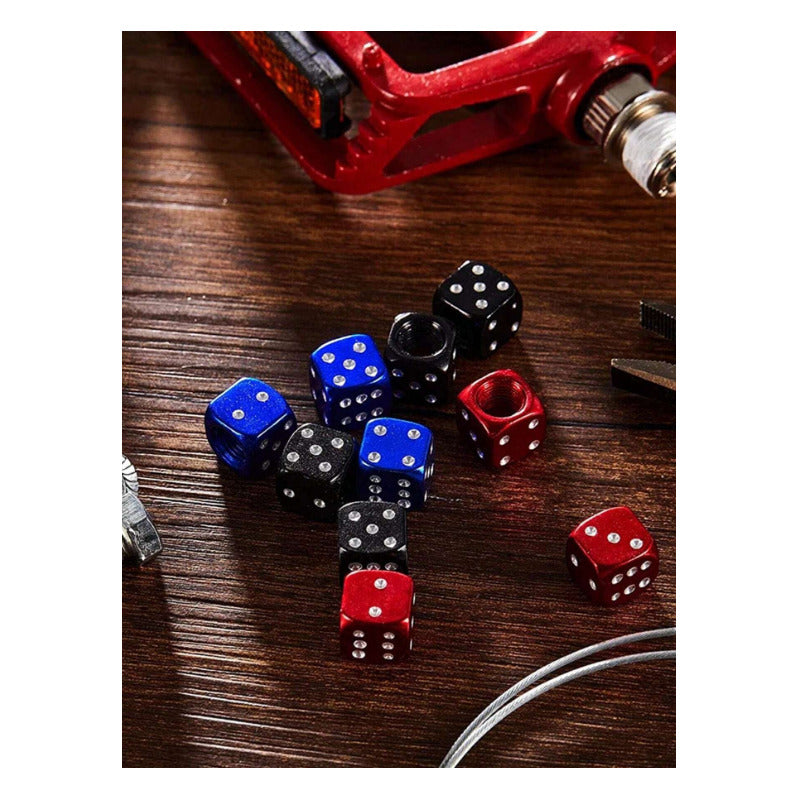 JUEGO TAPA VÁLVULA AIRE NEUMÁTICO LLANTA DADOS ALUMINIO