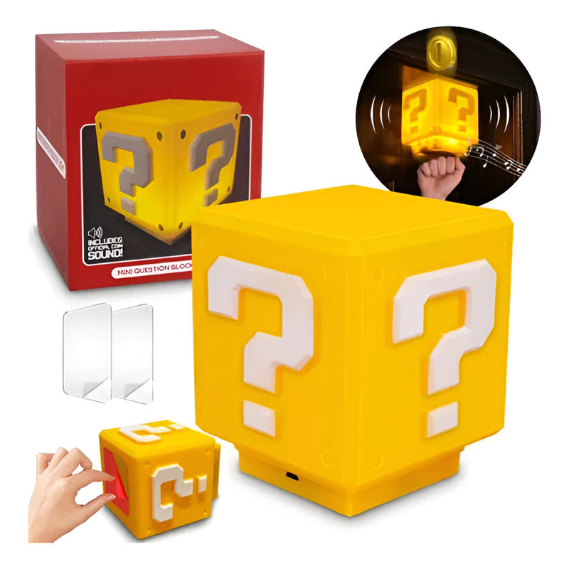 LAMPARA CUBO MARIO BROS LED USB SONIDO NIÑOS AMARILLO AMARILLO 5V