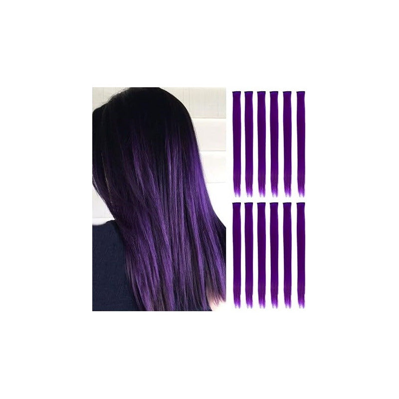 EXTENSIÓN CABELLO LISO SINTÉTICO 22 PULG VIOLETA CLIP VIOLETA