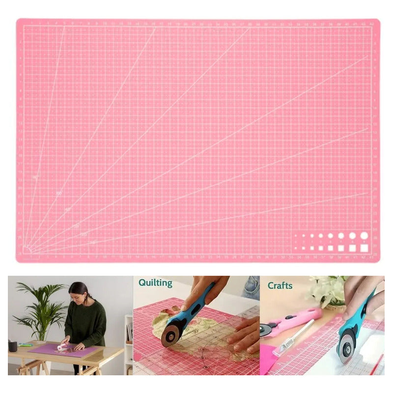 TAPETE CORTE A3 ALFOMBRILLA MANUALIDADES BISUTERIA PAPEL ROSA