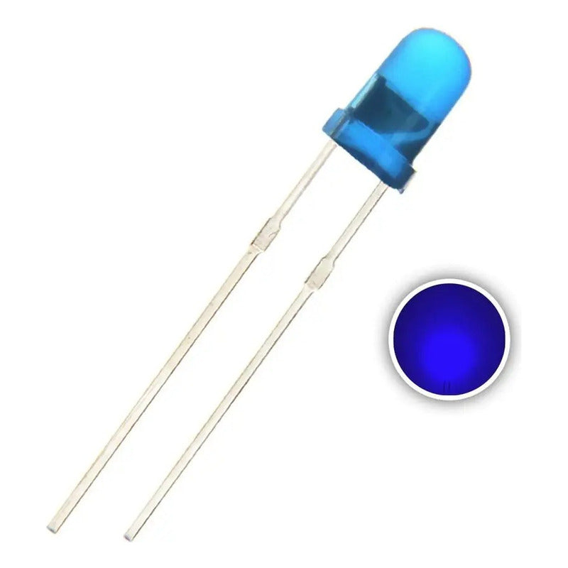 10X LUZ LED DIODO 3MM AZUL 20MA 3-3.2V 6000-7000MCD 3.0-3.2 AZUL