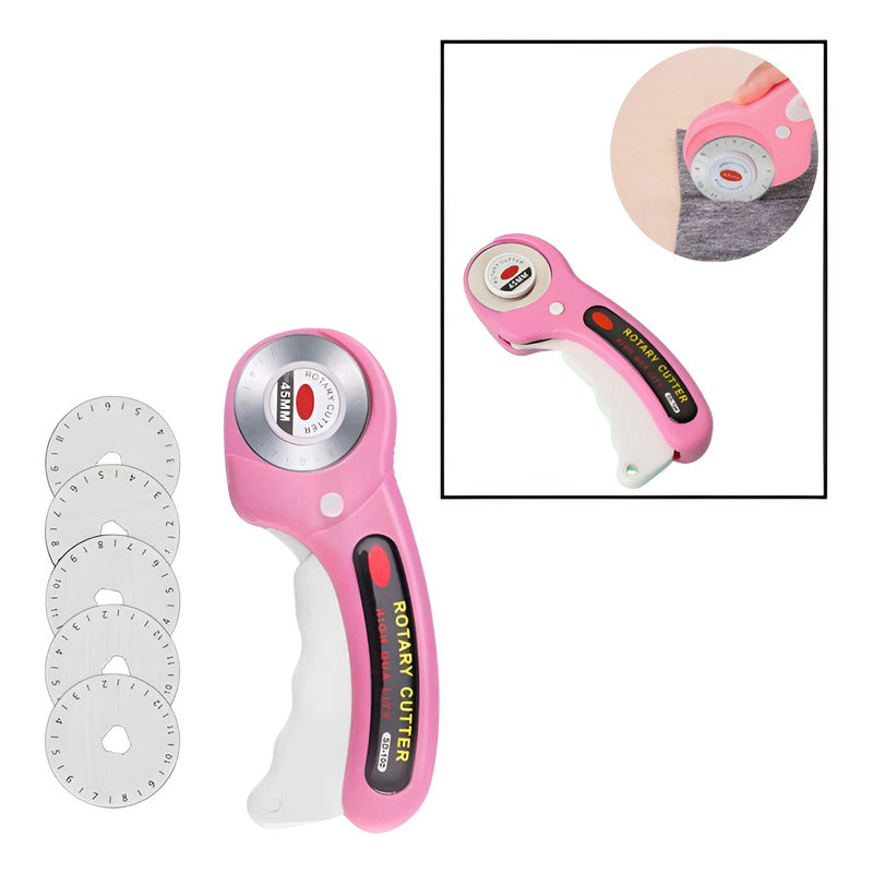 CORTADOR TELA ROTATIVO ROSA 45MM SASTRERÍA COSTURA BRICOLAJE