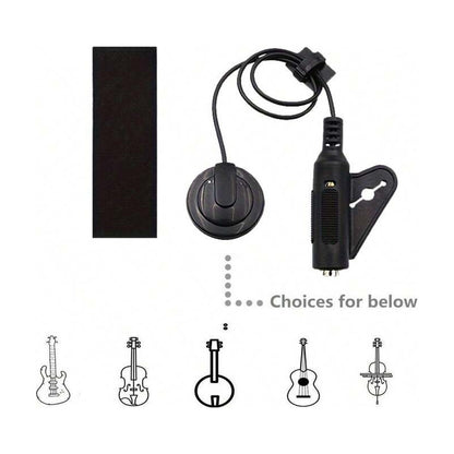 MICRÓFONO CONTACTO PASTILLA AUDIO GUITARRA ACÚSTICA JACK 1/4 NEGRO