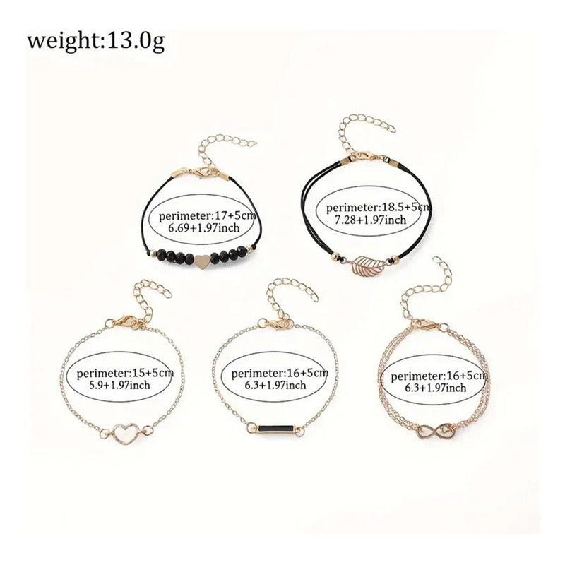 SET RELOJ MUJER LUJO 5 PULSERAS ANÁLOGO CORAL BRILLANTE NEGRO CORAL CLARO NEGRO