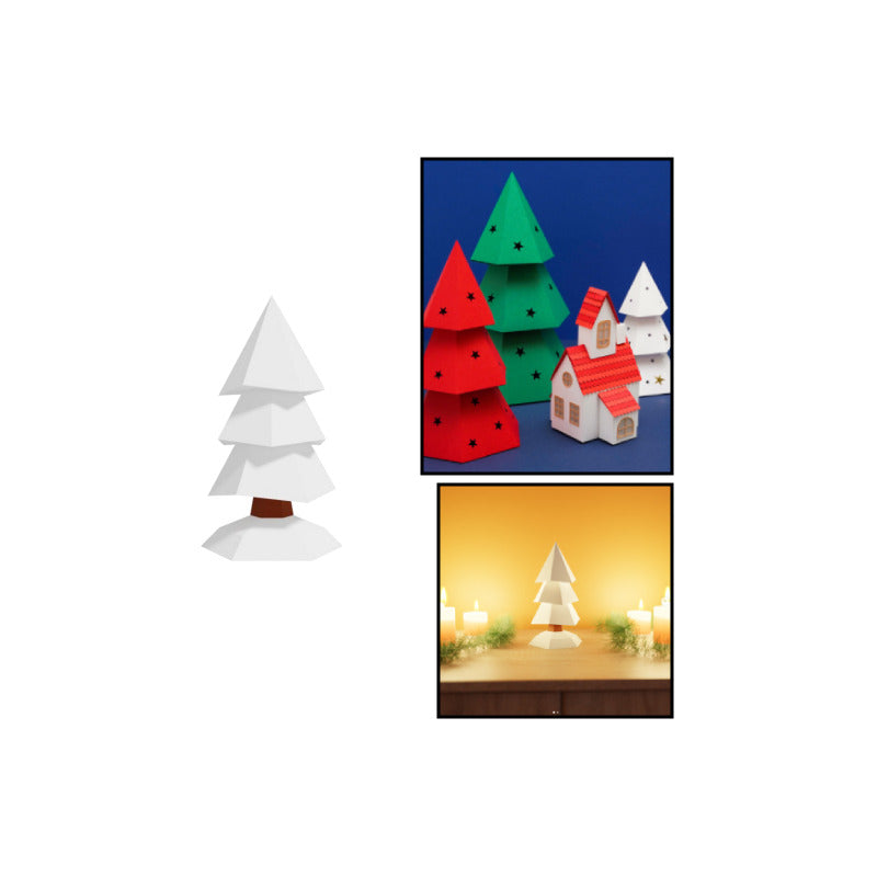ARBOL NAVIDAD PAPERCRAFT ADORNO ECOLÓGICO PDF DIY DECORATIVO BLANCO
