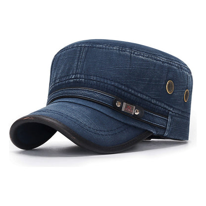 GORRA PLANA TIPO MILITAR AZUL ACERO / JEAN AJUSTABLE FASHION AZUL ACERO AJUSTABLE