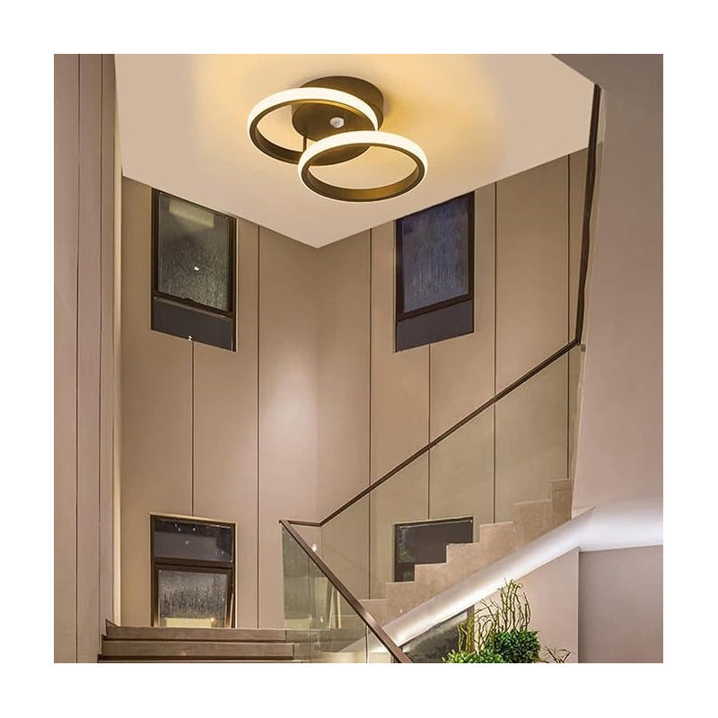 LAMPARA TECHO LUZ LED TIPO DOBLE ARO 25W MARCO NEGRO SALA 110/220V NEGRO