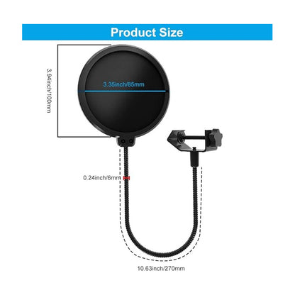 FILTRO PANTALLA ANTI-POP 10CMS SONIDO GRABACION MIC PODCAST NEGRO