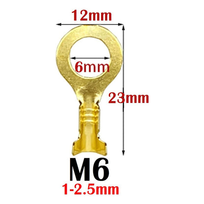 10X CONECTOR ENCRIMPADO M6 REDONDO 6MM X 12MM X 23MM COBRE