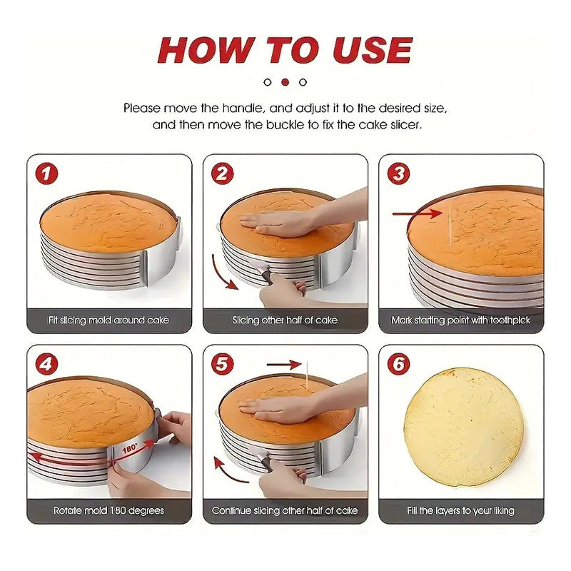 CORTADOR PASTEL ACERO INOXIDABLE 6 CAPAS AJUSTABLE REPOSTERI PLATEADO