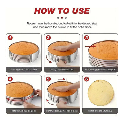 CORTADOR PASTEL ACERO INOXIDABLE 6 CAPAS AJUSTABLE REPOSTERI PLATEADO