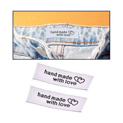 10X ETIQUETA TELA ROPA SASTRERIA MODA HAND MADE WITH LOVE