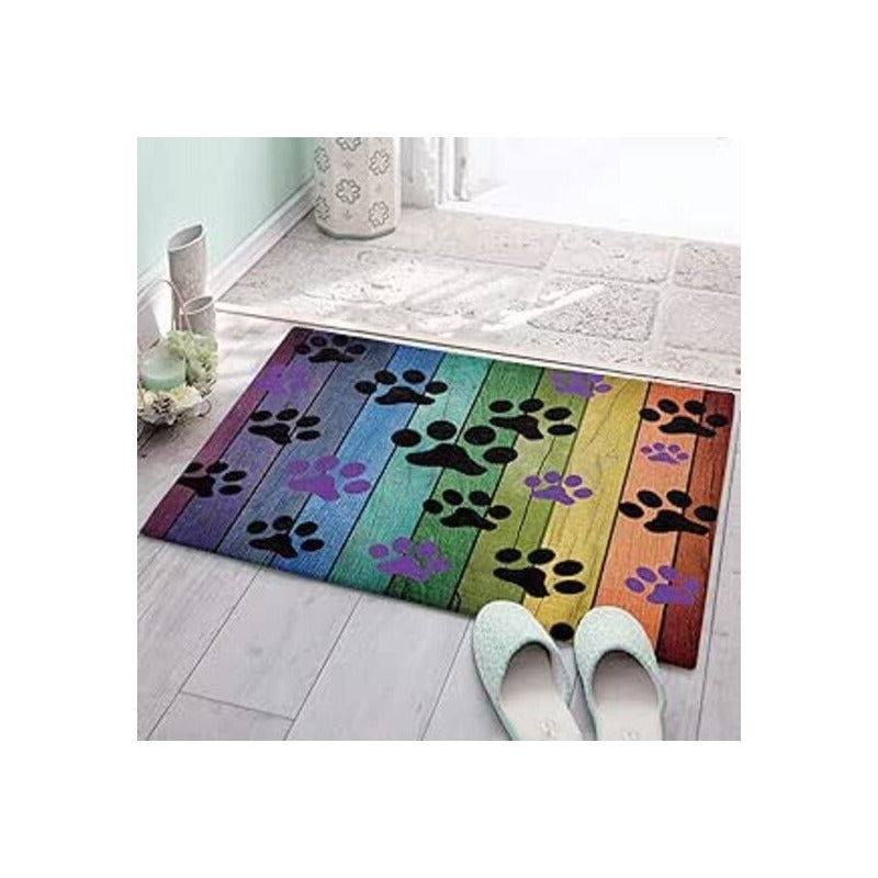 TAPETE HUELLAS ARCOIRIS MASCOTA BAÑO HOGAR GATO PERRO 60 CM 40 CM ANIMAL PRINT ARCOÍRIS