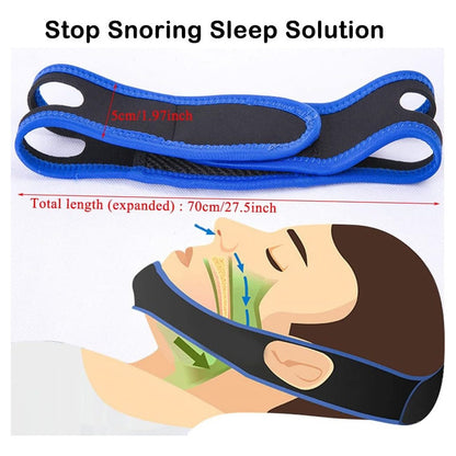 BANDA ANTI RONQUIDO APNEA DEL SUEÑO BARBILLA UNISEX DORMIR AZUL 65MM LARGO