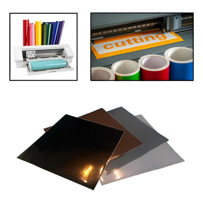 4X VINILO 12  X 12 GAMA OSCURIDAD NEGRO GRIS BRILLANTE CAMEO MULTICOLOR