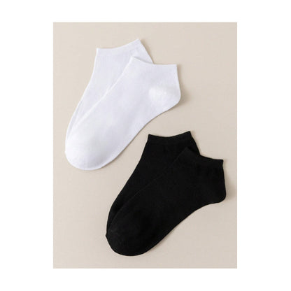 2X PARES MEDIAS TOBILLERAS NEGRAS Y BLANCAS CALCETINES NEGRO LISO 36-41