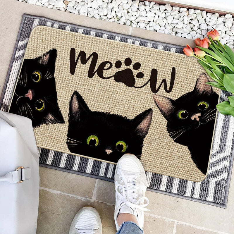 TAPETE ENTRADA CASA BAÑO COCINA ALCOBA ADORNO MASCOTA GATOS 60 CM 40 CM ANIMAL PRINT AMARILLO