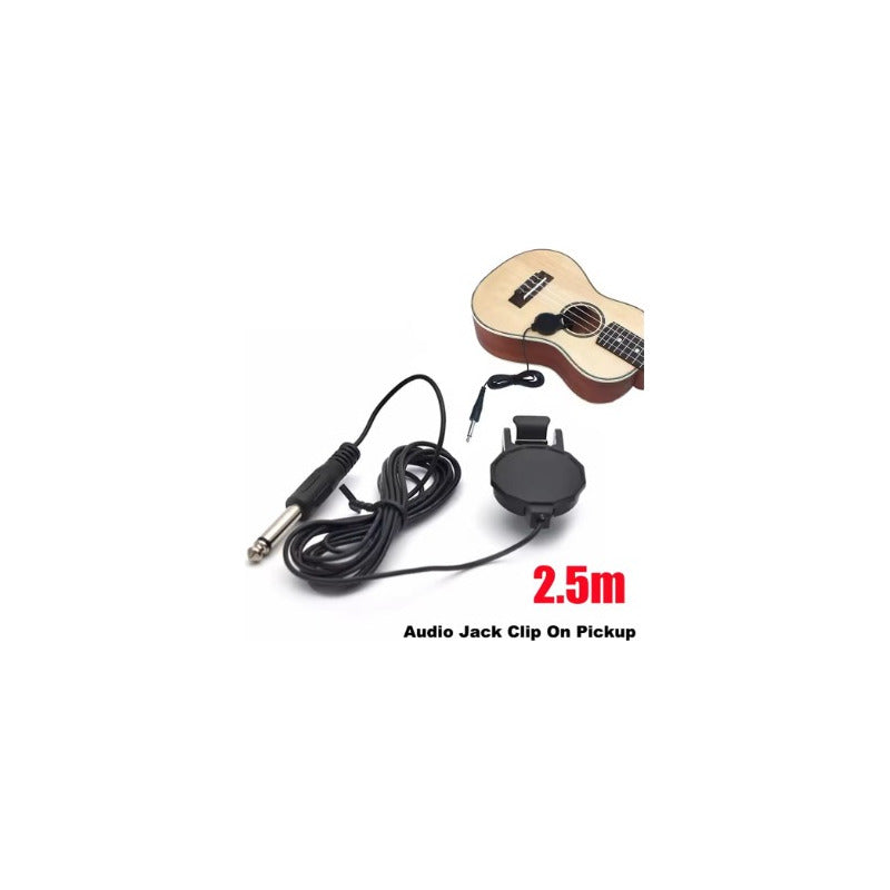 MICRÓFONO CONTACTO CLIP AUDIO GUITARRA ACÚSTICA JACK 1/4 NEGRO