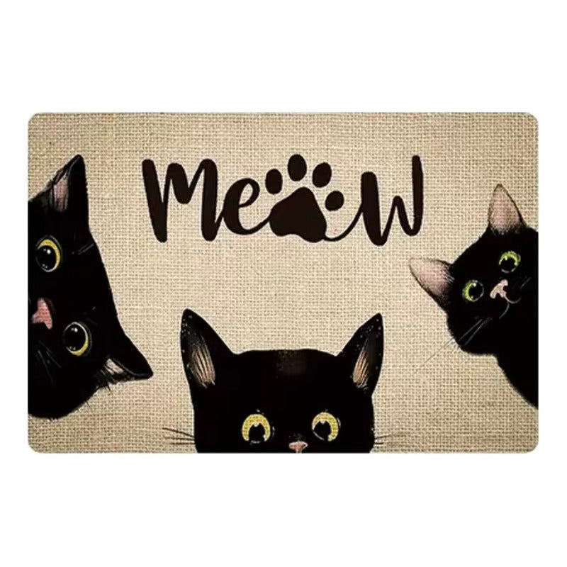 TAPETE ENTRADA CASA BAÑO COCINA ALCOBA ADORNO MASCOTA GATOS 60 CM 40 CM ANIMAL PRINT AMARILLO