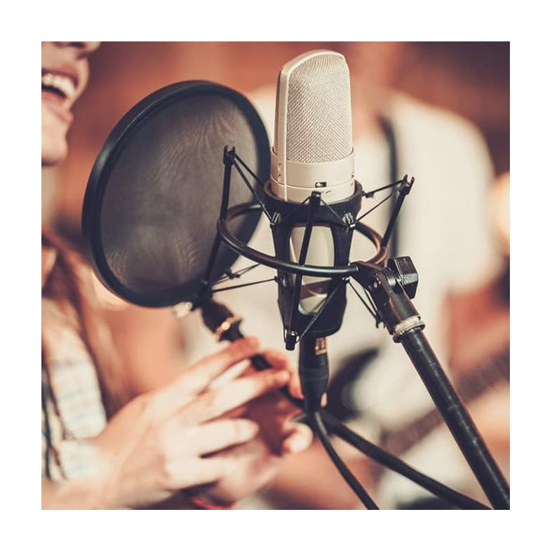 FILTRO PANTALLA ANTI-POP 15CMS SONIDO GRABACIÓN MIC PODCAST NEGRO