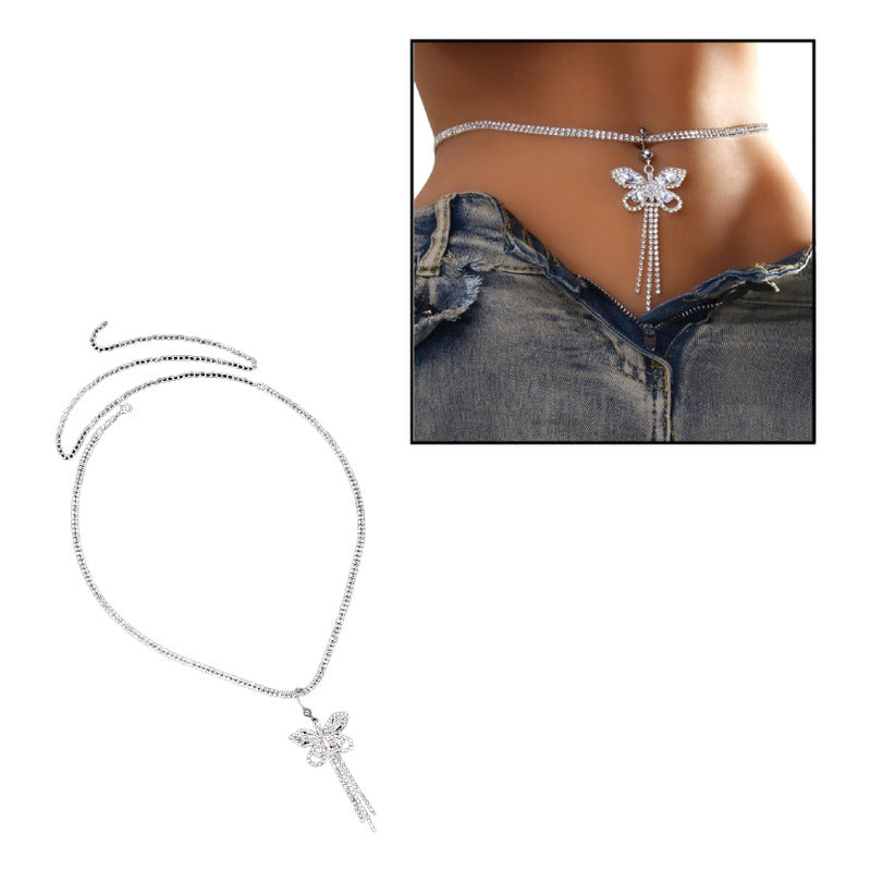 CADENA CINTURA CORAZON AMOR INCRUSTACION PIEDRAS MODA FASHIO PLATEADO