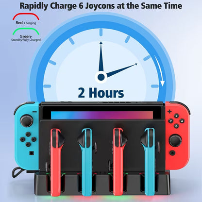 BASE CARGADOR 4X ESTACION PARA NINTENDO SWITCH JOY-CON OLED