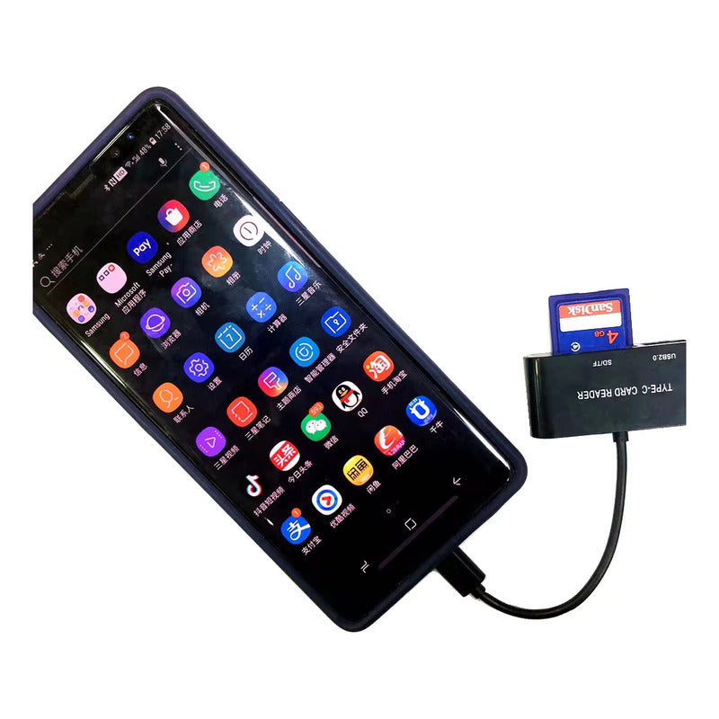 ADAPTADOR LECTOR TARJETAS OTG TIPO C - MICRO SD/TF USB 3.0 NEGRO