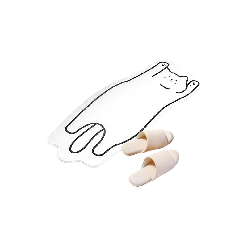 TAPETE GATO KAWAII DUCHA BAÑO NIÑOS HOGAR ALCOBA 60X40 NEGRO MODERNO