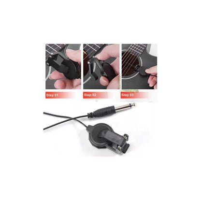 MICRÓFONO CONTACTO CLIP AUDIO GUITARRA ACÚSTICA JACK 1/4 NEGRO