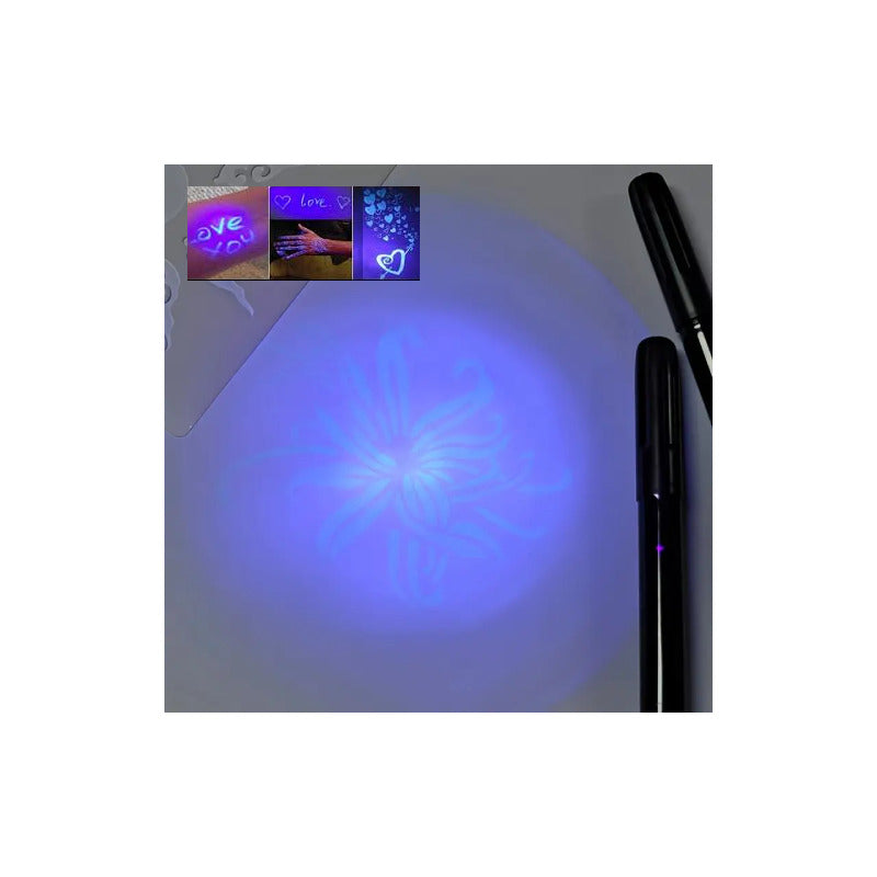 KIT ESFERO + LÁMPARA UV BOLSILLO MENSAJE SECRETO MULTIUSOS NEGRO