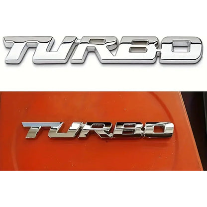 EMBLEMA TURBO METAL 3D ADHESIVO VEHÍCULO INSIGNIA CROMADO