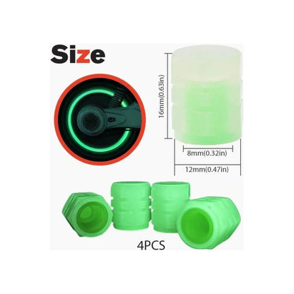 JUEGO TAPA VÁLVULA AIRE LLANTA NEUMÁTICO FLOURESCENTE BRILLA