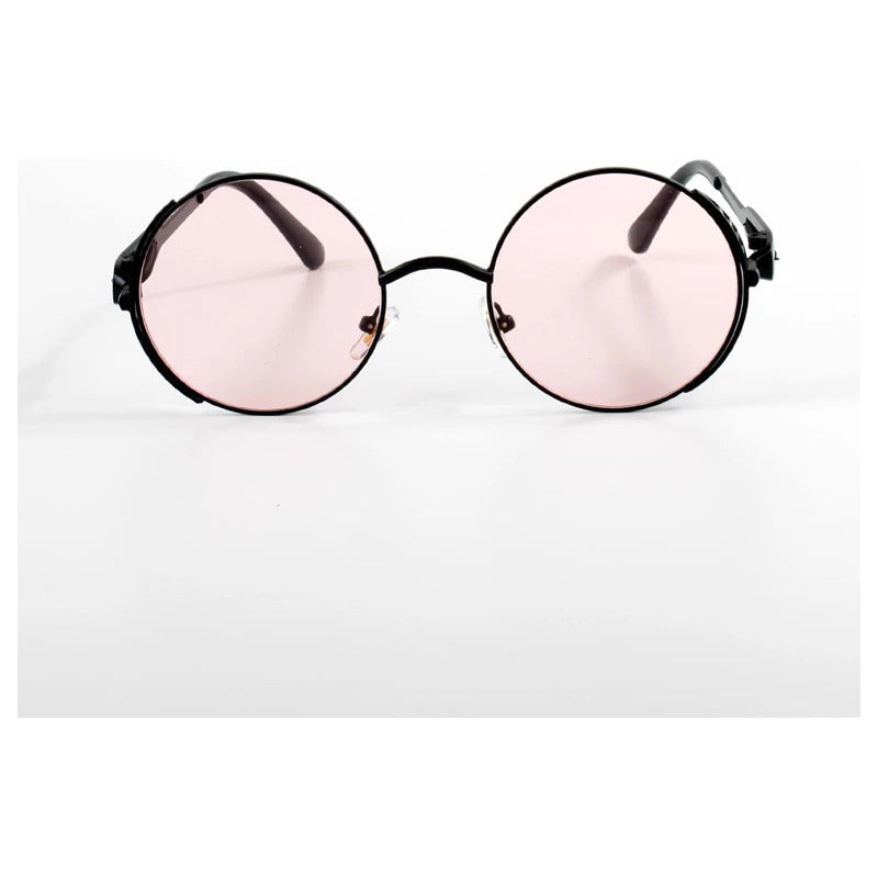 GAFAS SOL POLICARBONATO UV REDONDAS ROSA STEAMPUNK FASHION REDONDO ROSA CLARO NEGRO NEGRO