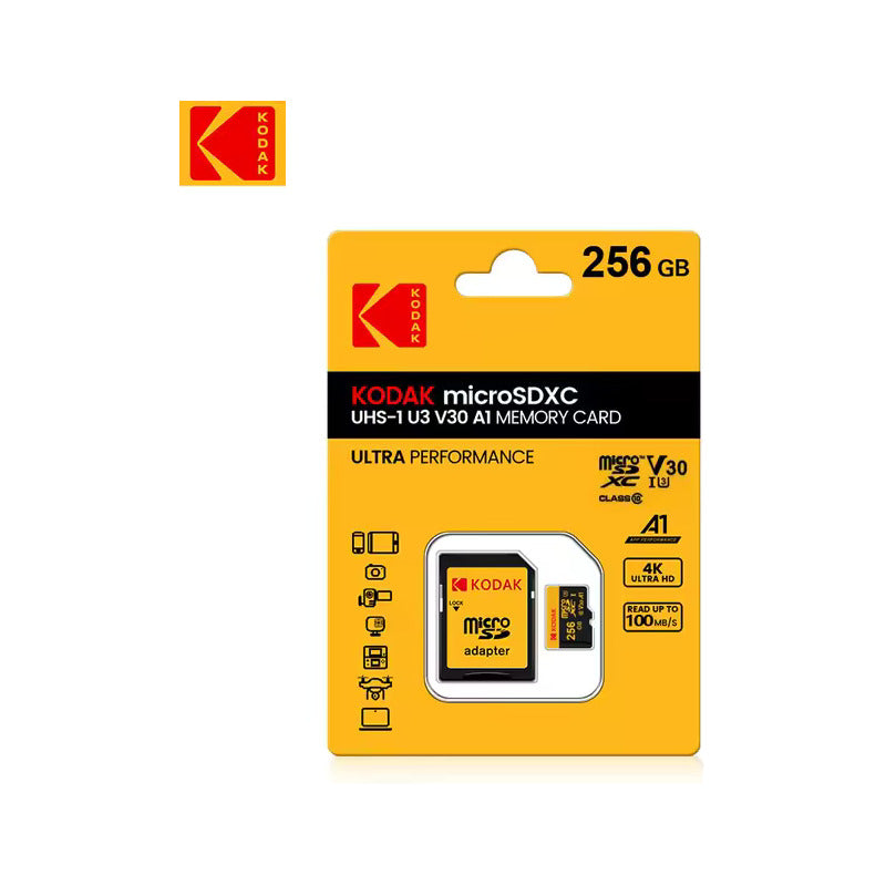 TARJETA MICRO SD KODAK 256GB ADAPTADOR A1 V30 XC C10 I3 4K