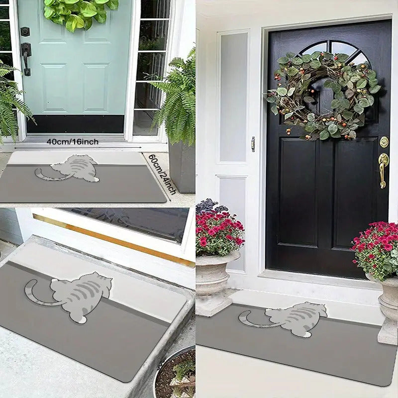 TAPETE HOGAR COCINA ENTRADA CASA ALCOBA GATO GRIS 40X60 60 CM 40 CM GATO GRIS GRIS