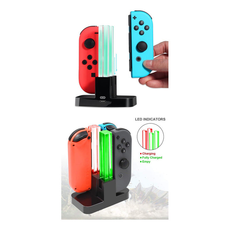 CARGADOR JOY-CON PARA NINTENDO SWITCH OLED RGB 4X ESTACIÓN