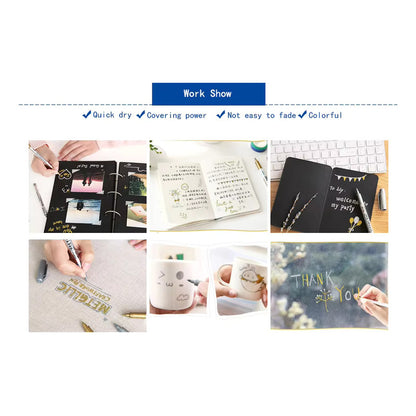 2X MARCADOR METALIZADO DORADO & PLATEADO ROTULADOR LAPICERO