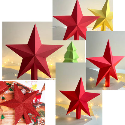 ESTRELLA ARBOL NAVIDAD PAPERCRAFT TOPPER ADORNO ECO PDF DIY AMARILLO
