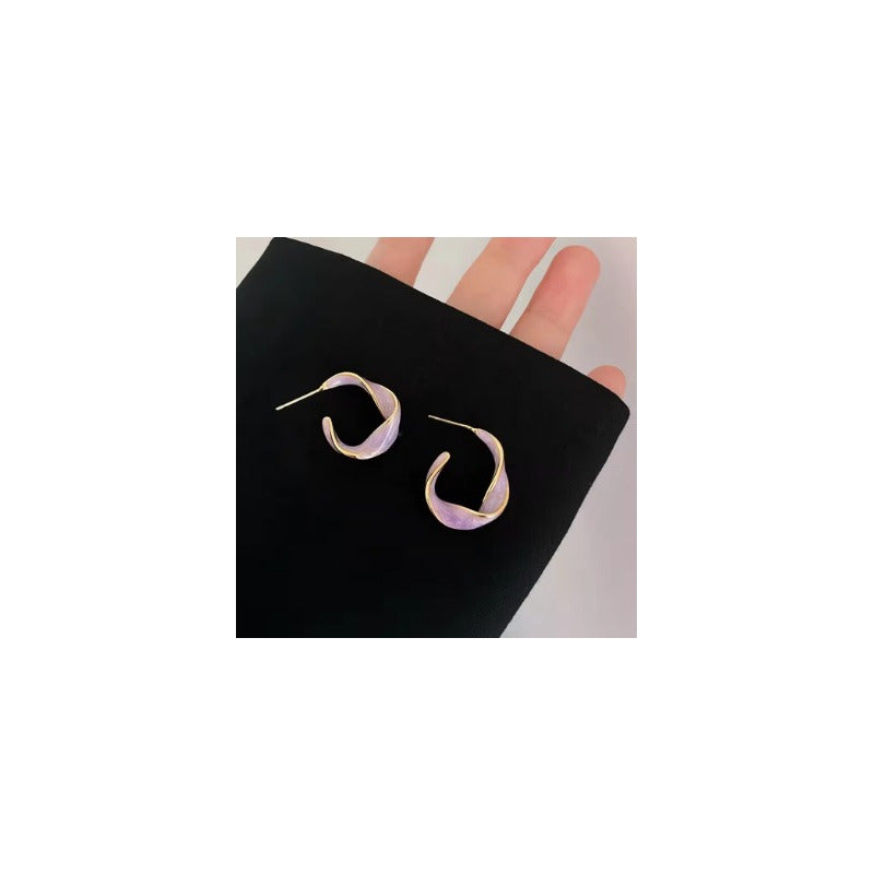 ARETES PENDIENTES TRENZADO MORADO LAVANDA LAVANDA