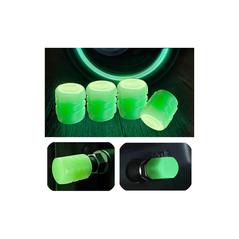 JUEGO TAPA VÁLVULA AIRE LLANTA NEUMÁTICO FLOURESCENTE BRILLA
