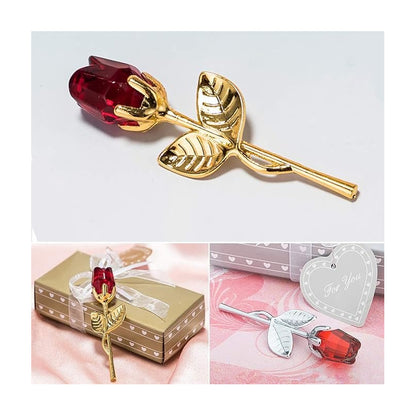 ROSA CRISTAL MINI JOYA 9CM REGALO AMOR AMISTAD BODA VALENTIN ROJO