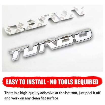 EMBLEMA TURBO METAL 3D ADHESIVO VEHÍCULO INSIGNIA CROMADO