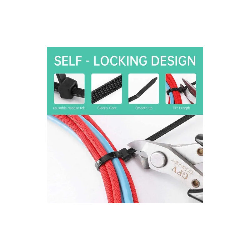 10X AMARRES NYLON ABRAZADERA PLÁSTICA SUJETACABLES 10CMS NEGRO