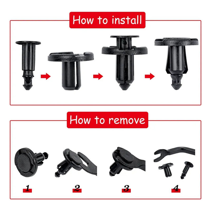 10X CLIP PIN PLÁSTICO AJUSTE CARRO RETENEDOR MOTOR REMACHE NEGRO