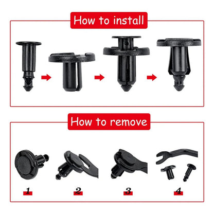 10X CLIP PIN PLÁSTICO AJUSTE CARRO RETENEDOR MOTOR REMACHE NEGRO